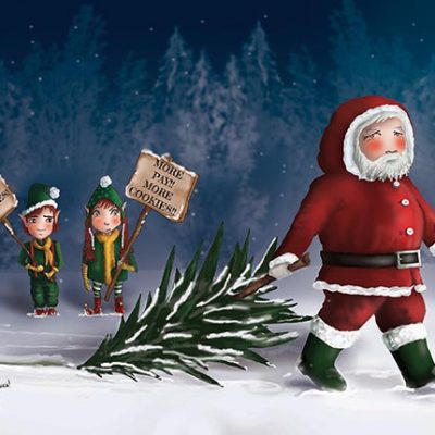 Elves on Strike - Tree Greeting Card